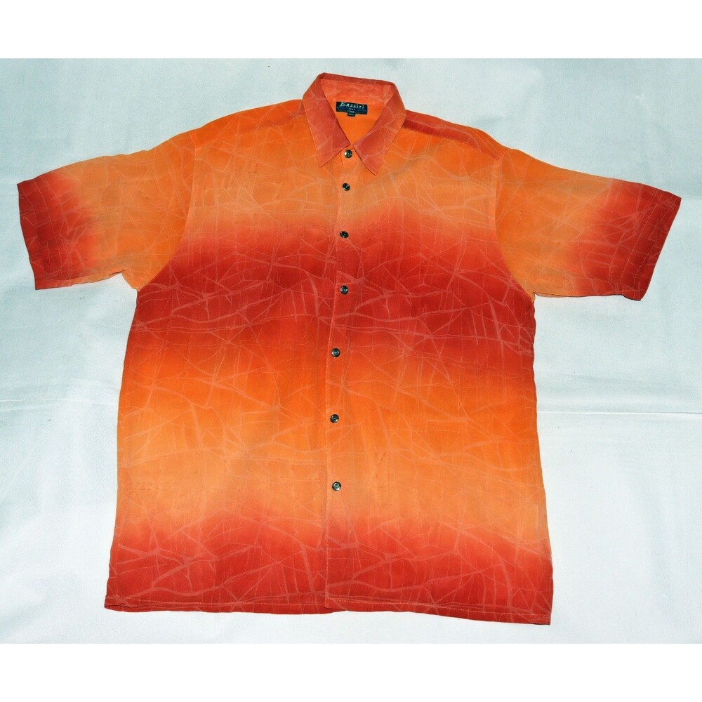 Bassiri Uomo USA Men's Short Sleeve Button‎ Sheer Textured Shirt Casual Size XL